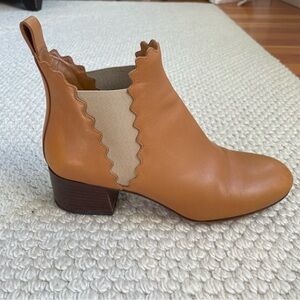 Chloé Lauren leather scalloped ankle boots